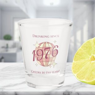 Vintage 1976 50th birthday retro purple  shot glass