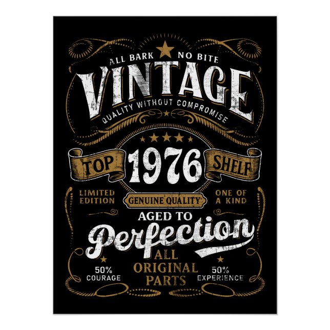 Vintage 1976 Birthday Aged To Perfection 50th  Poster (Front)