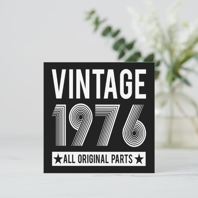 Vintage 1976 Birthday Flat Card (Standing Front)