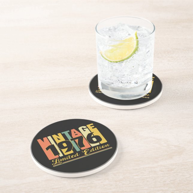 Vintage 1976 Birthday Sandstone Coasters (Side)