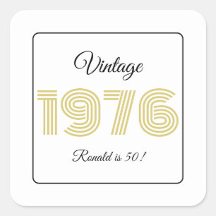 Vintage 1976 Retro Birthday 50th Birthday Name Square Sticker