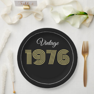 Vintage 1976 Retro Birthday 50th Birthday Paper Plate