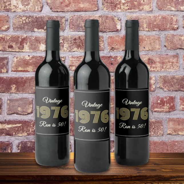 Vintage 1976 Retro Birthday 50th Birthday Wine Label (Creator Uploaded)