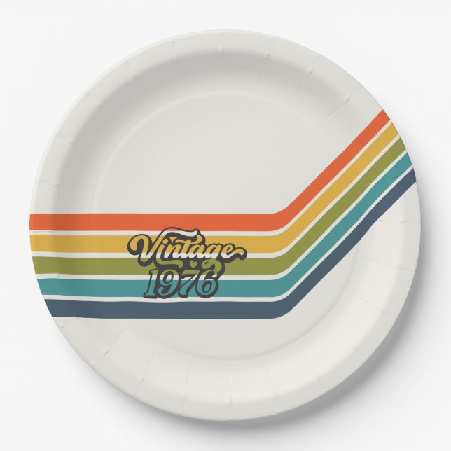 Vintage 1976 Retro Design paper plates (Front)