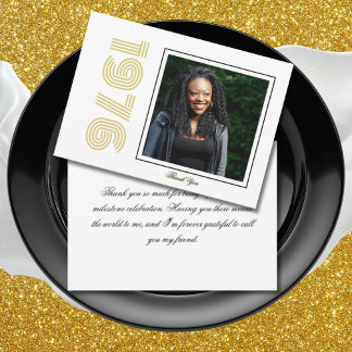 Vintage 1976 Retro Photo 50th Birthday White Thank You Card