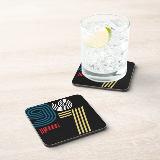 Vintage 1976 Retro Stripe Abstract 50th Birthday  Coaster (Right Side)