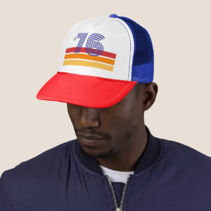 Vintage 1976 Retro Stripe Sun 50th Birthday Trucker Hat