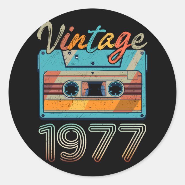 Vintage 1977 Cassette Tape Retro 46th Birthday 46  Classic Round Sticker (Front)