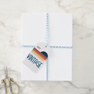 Vintage 1977 Retro Stripe 50th Birthday Sun Gift Tags