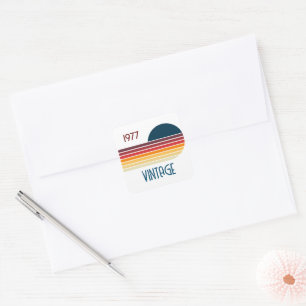 Vintage 1977 Retro Stripe 50th Birthday Sun Square Sticker