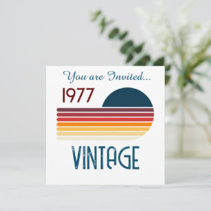Vintage 1977 Retro Stripe Sun 50th Birthday Invitation