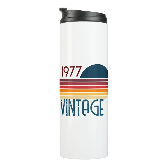 Vintage 1977 Retro Stripe Sun Thermal Tumbler (Rotated Right)