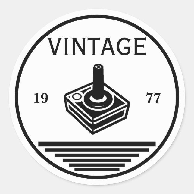 VINTAGE 1977Joystick Classic Round Sticker (Front)