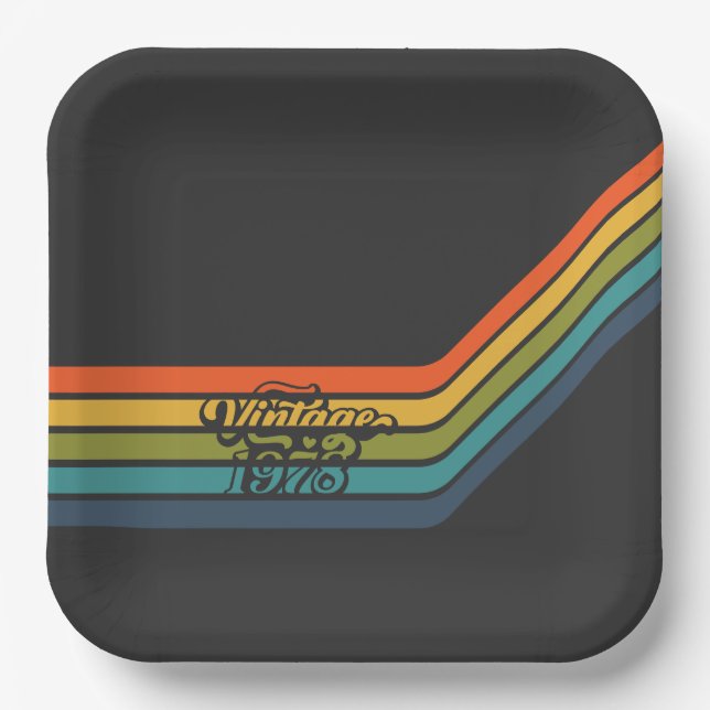 Vintage 1978 Retro Design paper plates (Front)