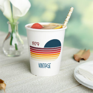 Vintage 1979 Retro Stripe Sun Paper Cups
