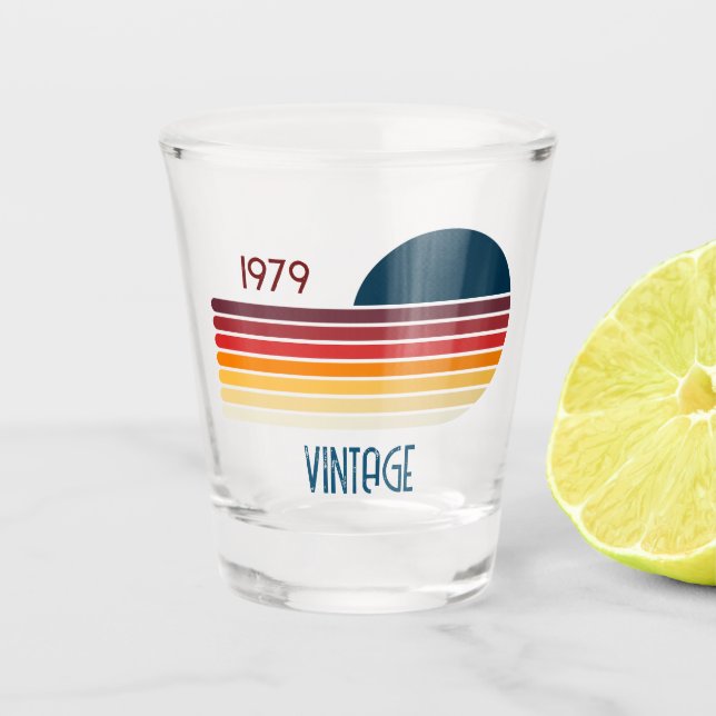 Vintage 1979 Retro Stripe Sun Shot Glass (Front)