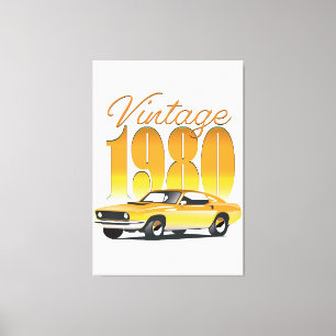 Vintage 1980 Retro Car Canvas Print