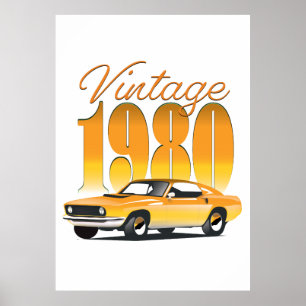 Vintage 1980 Retro Car Poster