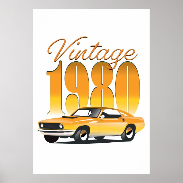 Vintage 1980 Retro Car Poster (Front)