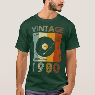 Vintage 1980 Retro Record Player Birthday Vinyl T-Shirt