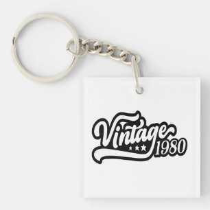 Vintage 1980 Shirt, Funny Birthday Gift, Funny Dad Key Ring