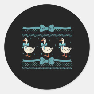 Vintage 1980s Blue Ribbon Goose With Hearts Funny Classic Round Sticker