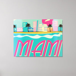 Vintage 1980s Miami Poster Canvas Print