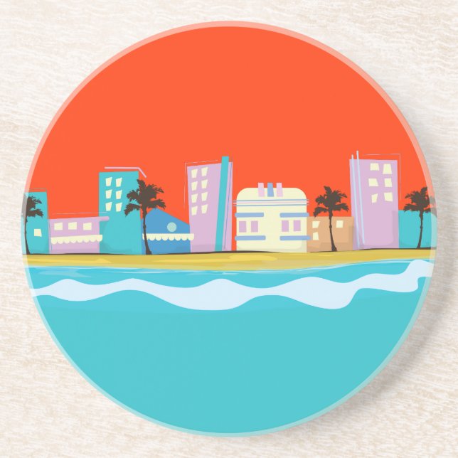 Vintage 1980s Miami Poster Coaster (Front)