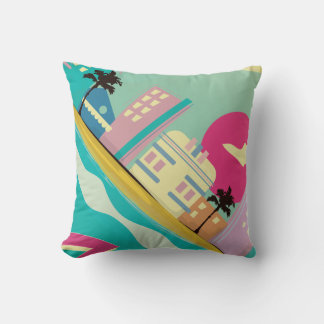 Vintage 1980s Miami Poster Cushion