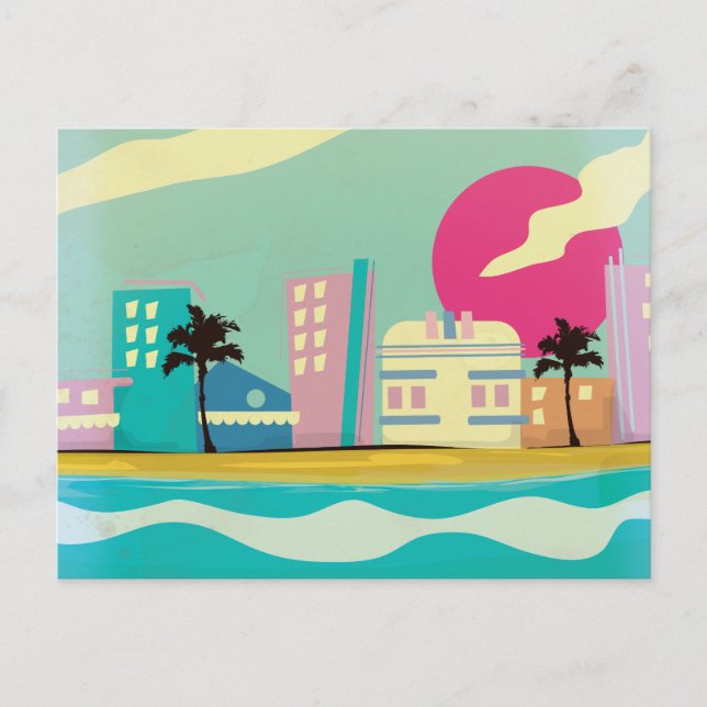 Vintage 1980s Miami Poster Postcard (Front)