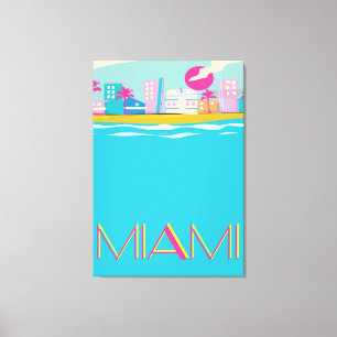 Vintage 1980s Miami Travel poster Canvas Print
