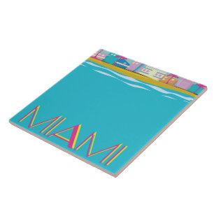 Vintage 1980s Miami Travel poster Tile