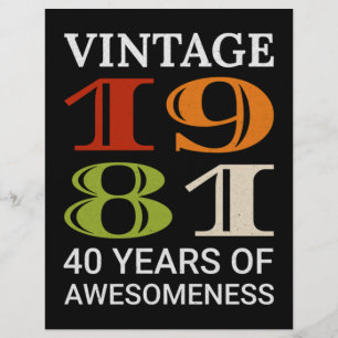 Vintage 1981 40th Birthday Quote Idea Birthday Custom Letterhead