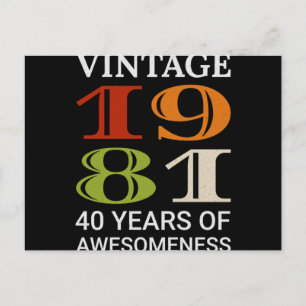 Vintage 1981 40th Birthday Quote Idea Birthday Holiday Postcard