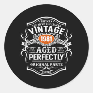 Vintage 1981 Man Myth Legend 45 Year Old Gifts Classic Round Sticker