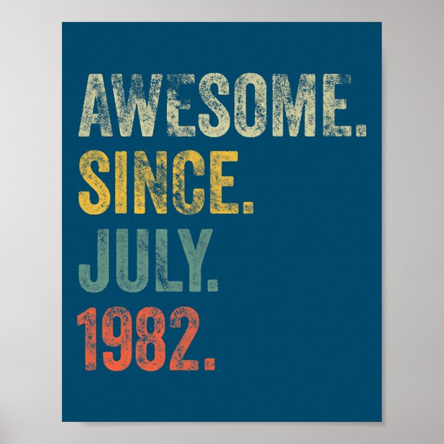 Vintage 1982 40th Birthday Awesome Since July Poster (Front)