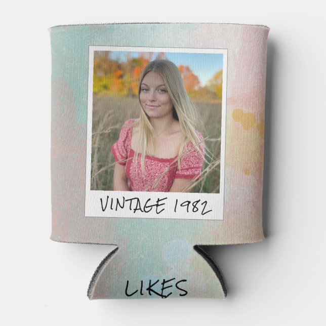 Vintage 1982 40th Birthday Photo Can Cooler (Front)