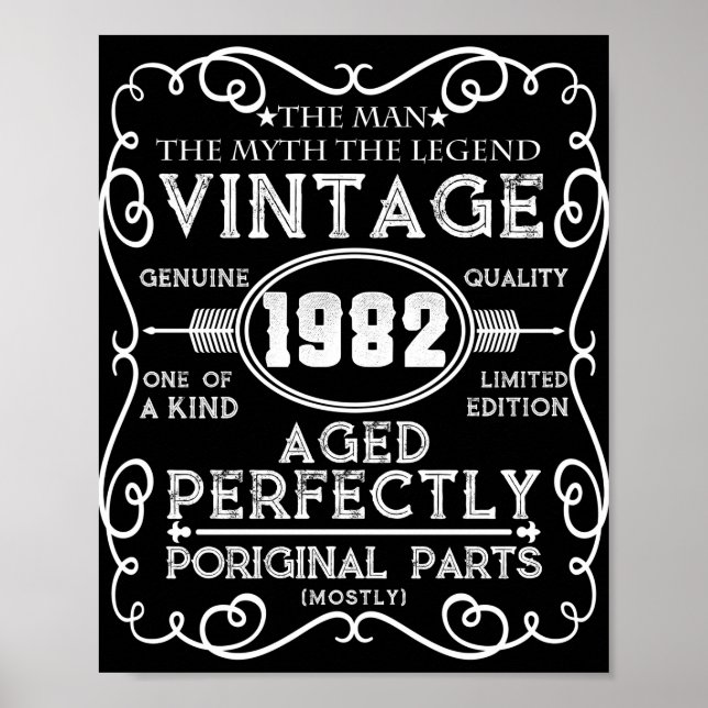 Vintage 1982 Man Myth Legend 39th Birthday Poster (Front)