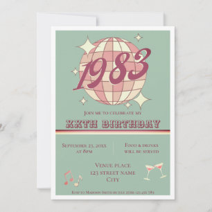 Vintage 1983 41st 42nd birthday party Invitation