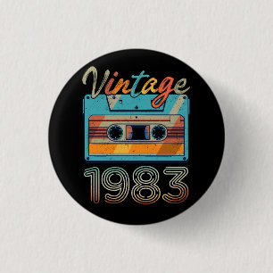 Vintage 1983 Cassette Tape Retro 40th Birthday 40  3 Cm Round Badge