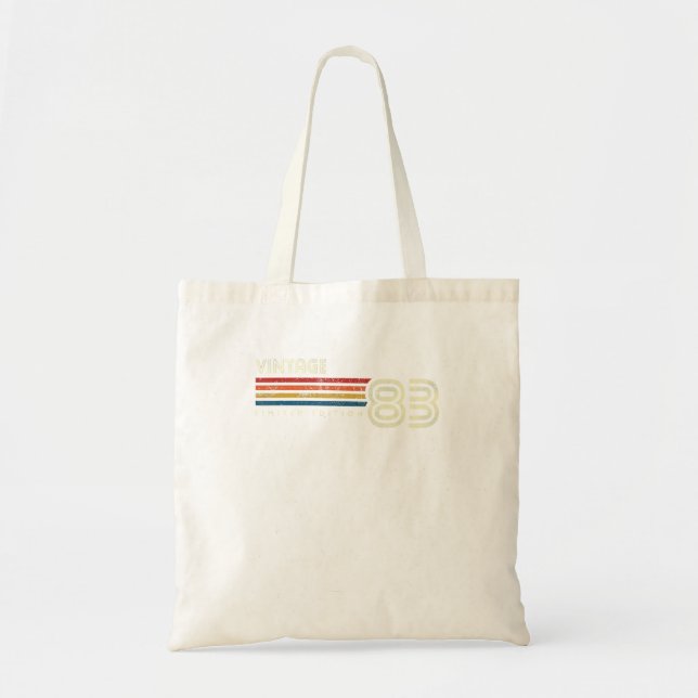 Vintage 1983 Chest Stripe 40 Birthday Tote Bag (Front)