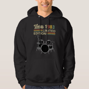 Vintage 1983 Drums 40th Birthday Drummer Hoodie