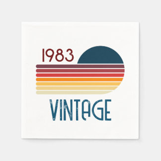 Vintage 1983 Retro Stripe Sun Napkin