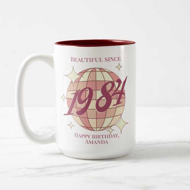 Vintage 1984 40th birthday retro cup mug (Left)