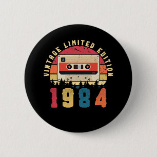 Vintage 1984 Birthday Cassette Tape 6 Cm Round Badge