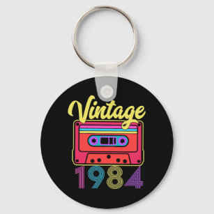 Vintage 1984 Colorful Cassette Tape Key Ring
