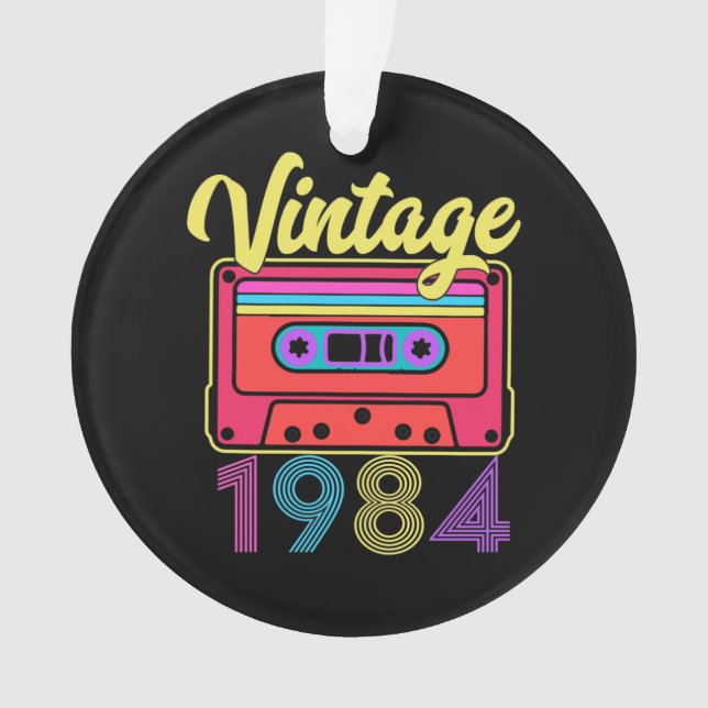 Vintage 1984 Colourful Cassette Tape Ornament (Front)