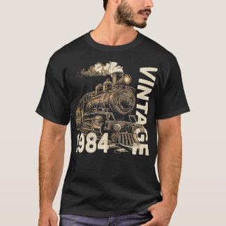 Vintage 1984 Steampunk Steam Train Locomotive 40th T-Shirt