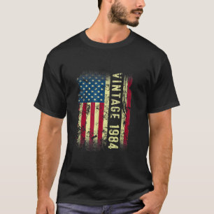 Vintage 1984 USA Flag 40th Birthday Gifts 40 Year T-Shirt