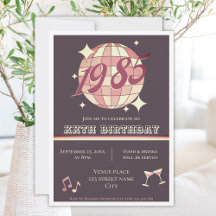 Vintage 1985 39th 40th birthday party Invitation